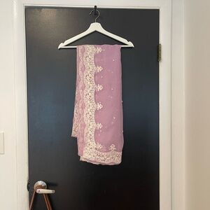 Lavender Scarf with Lace Trim